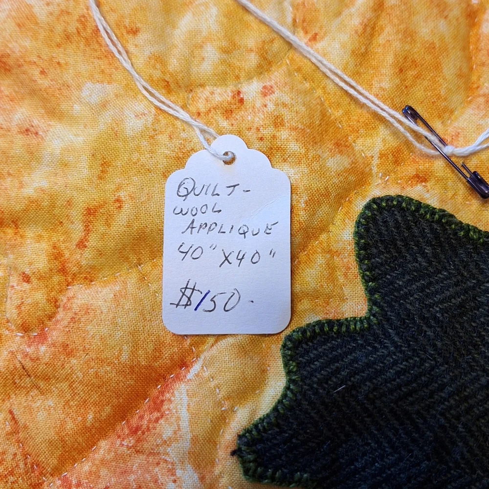 Autumn Patchwork Quilt with Wool Applique Leaves, Brand New w/Tags🍁🍂